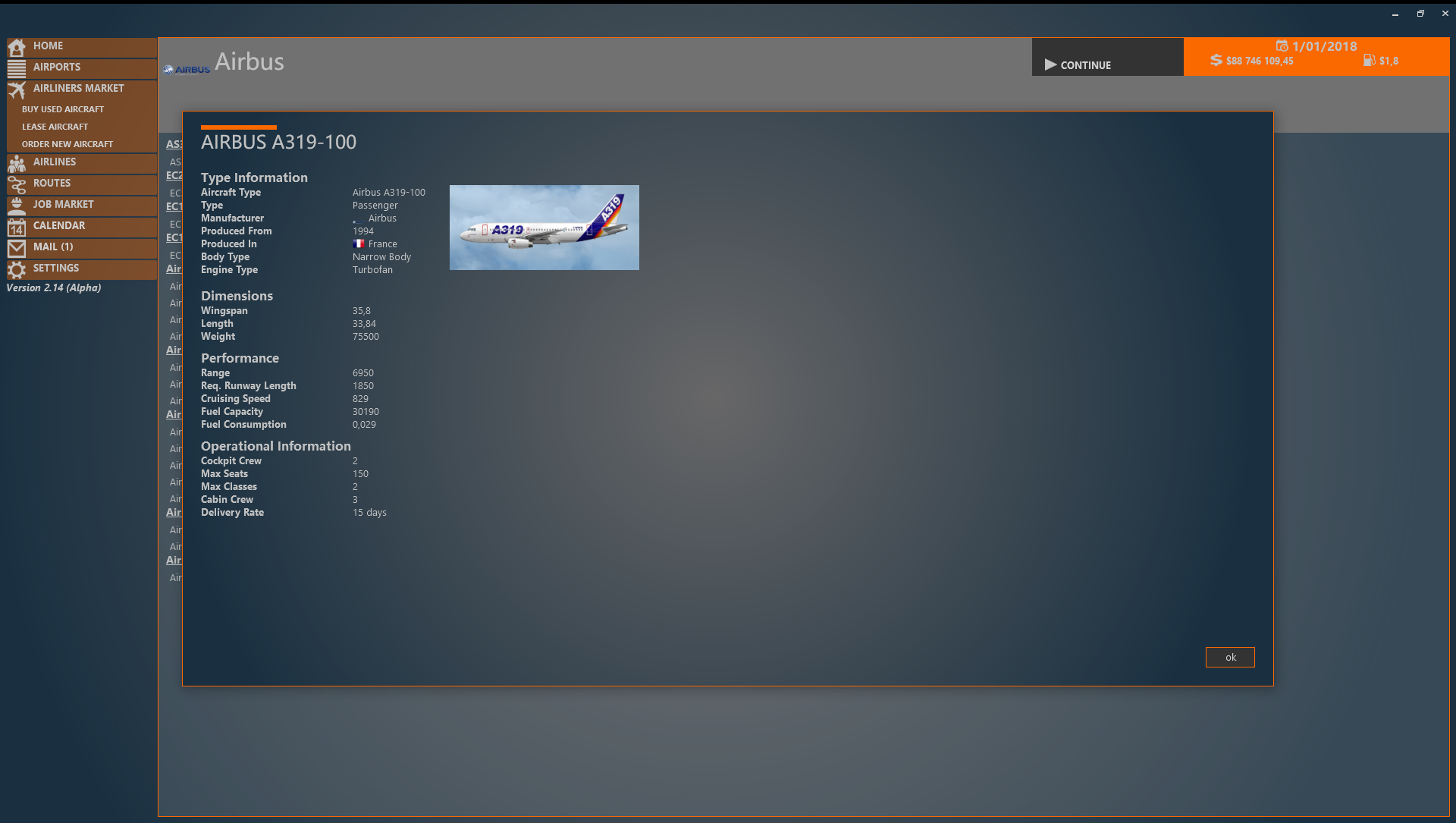 Airliner specifications