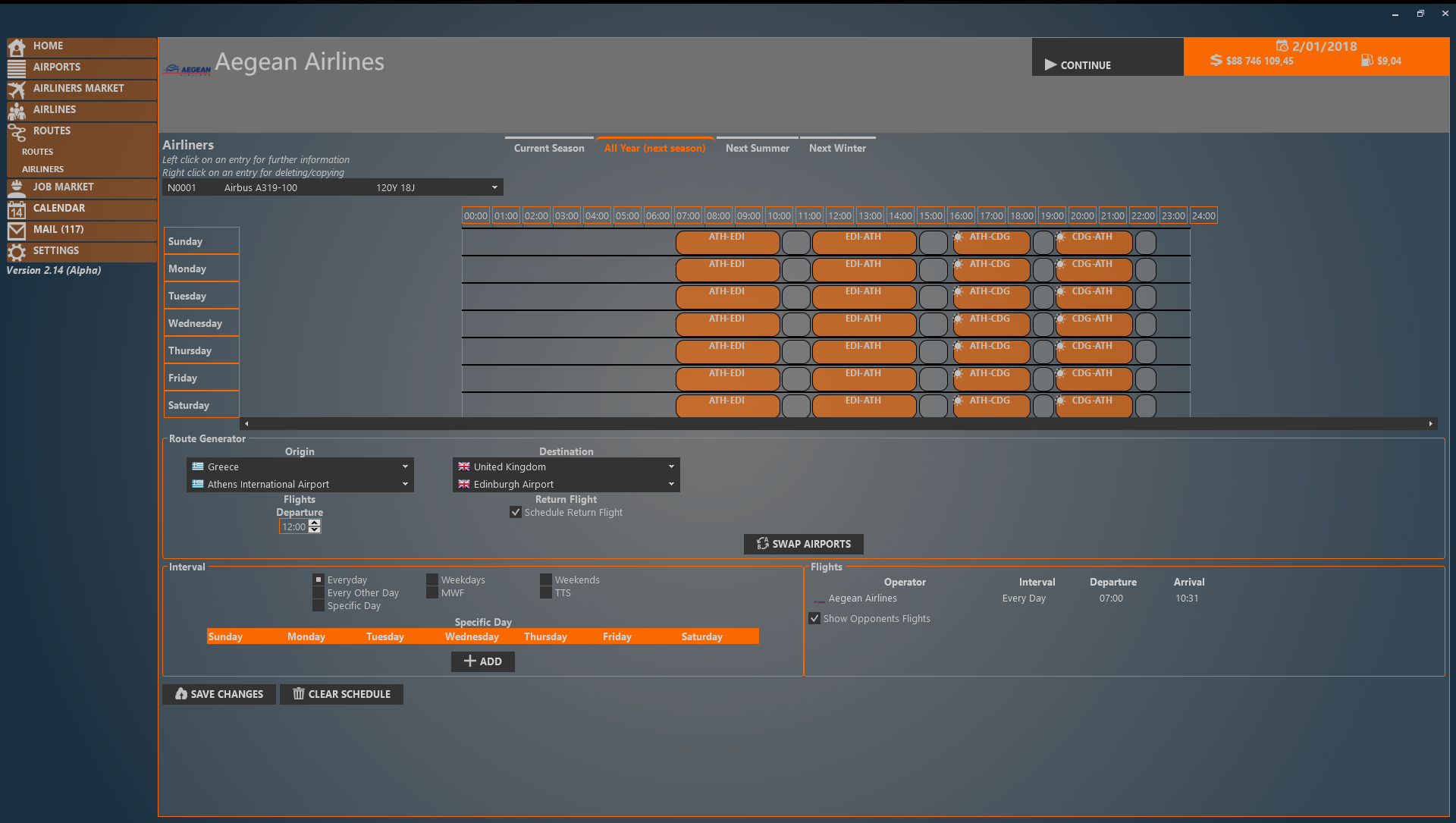 Airliner scheduler